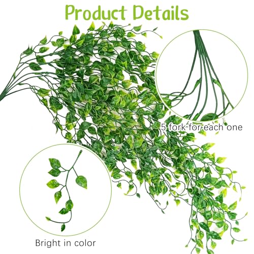 Hamiledyi Reptile Plants Tank Habitat Decorations Fake Hanging Vines 5 Pcs Artificial Leaves and 4 Pcs Humid Hide for Leopard Gecko Moist Reptile Hide Box for Young Lizard Shedding