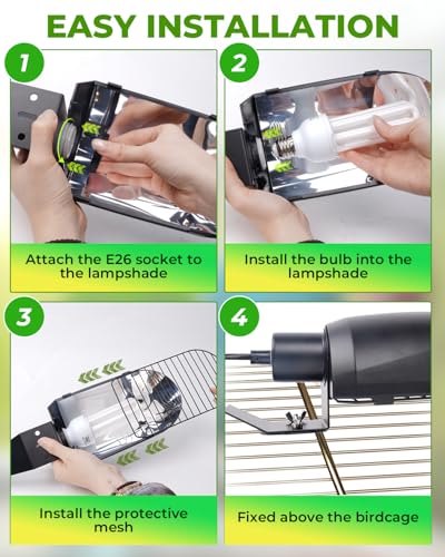 GlowUp UVB 2.4 Bird Cage Light Combo Kit, 20W UVB Bird Light Bulb, Deep U-Shaped Lamp Fixture with Compact Fluorescent Bulb E26 for Captive Birds, Reptiles