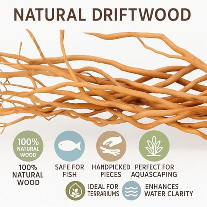 Azil Natural Aquarium Driftwood Root – Driftwood for Aquarium Decor, 170g~0.38lb (14″–16″), Fish Tanks, Terrariums, Aquascaping & Planted Tanks - size: Root mix 14 - 16 inch
