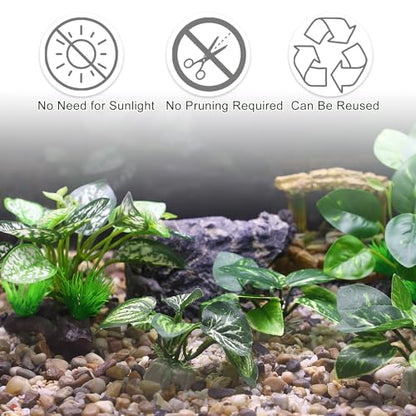 Silk Aquarium Plastic Plants Fish Tank Decor Driftwood for Fish Green 5pcs