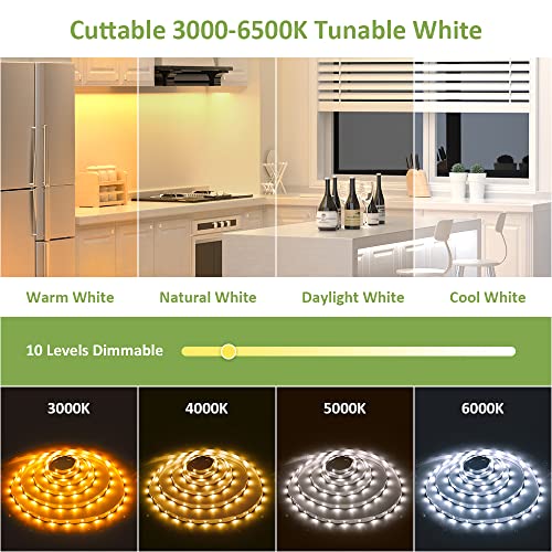 Novostella 40ft Tunable White LED Strip Light 1344 LEDs Dimmable 3000K-6500K 24V Remote Flexible LED Tape for Christmas Living Room Cabinet Counter Bedroom Home Kitchen Bar Ceiling Daylight Warm White - size: 40ft (Non-waterproof)