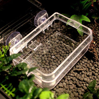 Acouto Amphibians Reptiles Anti Escape Feeder Feeding Basin Tortoise Lizard Crawler Food Bowl Suction Cup Feeder for Reptiles Bearded Dragon Accessories Food Cricket Container