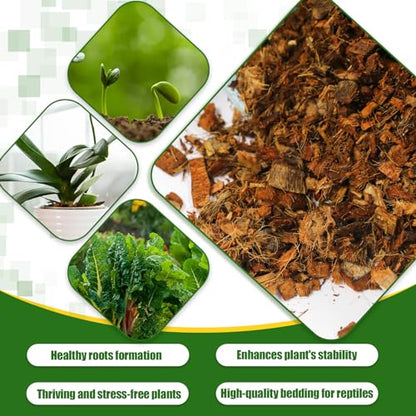 Doter Coco Chips Substrate 1.1 LB, Organic Coconut Husk Brick with Low EC and pH Balanced, Easy to Expand Coco Coir Mulch Medium for Garden Flowers & Reptile Bedding (1 Pcs)