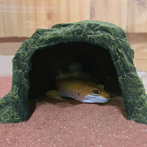 Tfwadmx Reptile Hideout, Tortoise Hide Cave, Turtle Hideout with Bendable Vines Leaves, Resin Rock Cave Habitat Hidden for Turtles Tortoise Bearded Dragons Lizards Geckos Snakes