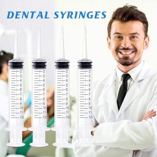 Wisdom Teeth Syringe, 12ml Dental Irrigation Syringe with Measurement, Sterile Individually Package for Oral Dental Care, Tonsil Stones Removing, Lab, Liquid, Feeding (10 Pack) - style: Straight Tip 10 Pack