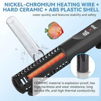 hygger Ceramic Submersible Aquarium Heater, New Explosion-Proof Fish Tank Water Heater with External Temp Controller Auto Thermostat Heater for Saltwater Freshwater (200W for 10~40 Gallon) - size: 200W for 10~40 gallon