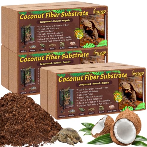 Legigo 6 Pack Coconut Fiber Substrate, Natural Coco Coir Bedding for Reptiles Turtles, Tortoises, Snake, Hermit Crab, Gecko, Lizard, Bioactive Terrarium Soil for Humidity Control and Plant Substrate - color: 6 Pack