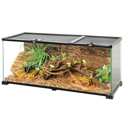 20 Gallon Reptile Tank, 30" x 12"x 12" Glass Terrarium Top Feeding & Dual Sliding Door Screen Ventilation with Easy Clean PVC Tray for Reptile Snake Hamster Small Animals