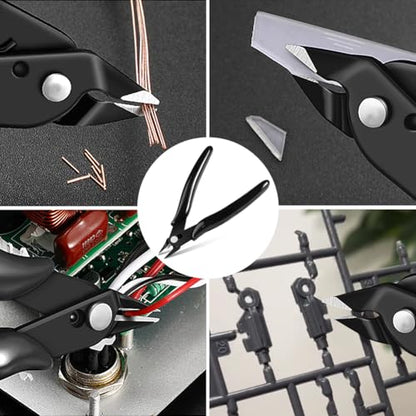 Ainiv Wire Cutters, 4PCS Spring-loaded Side Cutters Flush Cutters, Diagonal Cutters Precision Side Cutters, Diagonal Cutting Pliers in CRV Steel, Heavy Duty Cutting Pliers for Electrical, Homes - color: Black Wire Cutter-4pcs, size: 4pcs