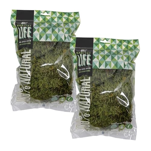The Habitat Life - Natural Mood Moss - for Reptiles, Amphibians & Invertebrates Terrariums - Moisture-Retaining - Humidity Control - Soft Bedding - Dye-Free & Safe - Small - 2 Pack - size: Small (2-Pack), style: Mood Moss