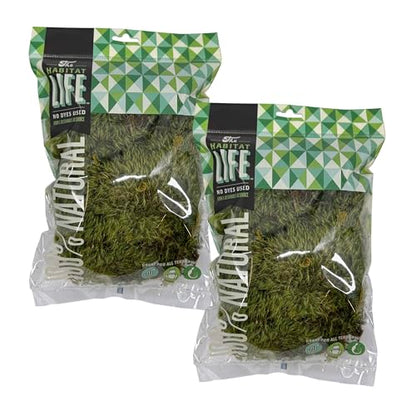 The Habitat Life - Natural Mood Moss - for Reptiles, Amphibians & Invertebrates Terrariums - Moisture-Retaining - Humidity Control - Soft Bedding - Dye-Free & Safe - Small - 2 Pack - size: Small (2-Pack), style: Mood Moss