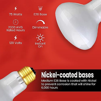 75 Watts UVA Reptile Heat Lamp Bulbs Basking Light for Reptiles and Amphibian, Basking Light for Bearded Dragon, UVA Reptile Light Bulb E26 Base 2 Pack - style: 75WR25-WHITE-2PK