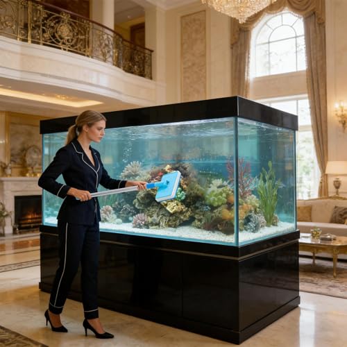 Fish Tank Cleaning Brush, Long Handle, 92cm, Algae Scrapers, Aquariums Cleaning Kit, Foldable Sponge, for Aquarium Betta Water Wall Turtle Reptile Terrarium Kitchen