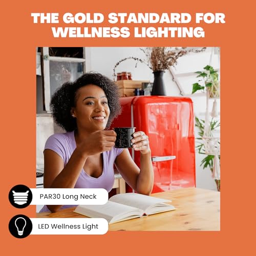 NorbSMILE PAR30 Full Spectrum Light Bulb | CA Energy Compliant Long Neck LED Bulb & 10W 800 Lumens | 5000K Daylight White, CRI 96+ & Dimmable | Supports Energy, Mood & Circadian Rhythm | US Patented - style: Smile 10W PAR30 (1 Pack)