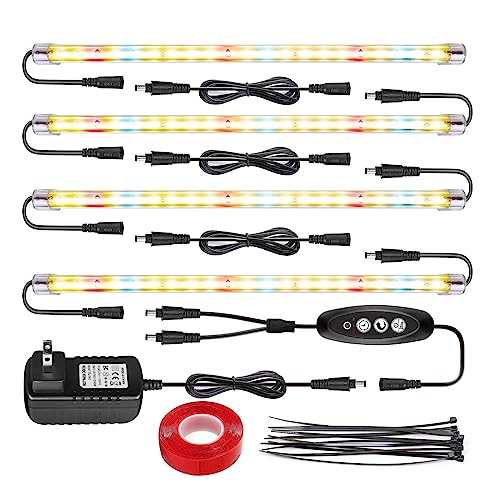 LED Grow Lights Strips for Indoor Plants with Auto ON & Off Timer, T5 Sunlike Full Spectrum Grow Lights Bar Growing Lamps for Greenhouse Shelves Hydroponics Succulent, 4 Dimmable Levels - size: M/4pcs