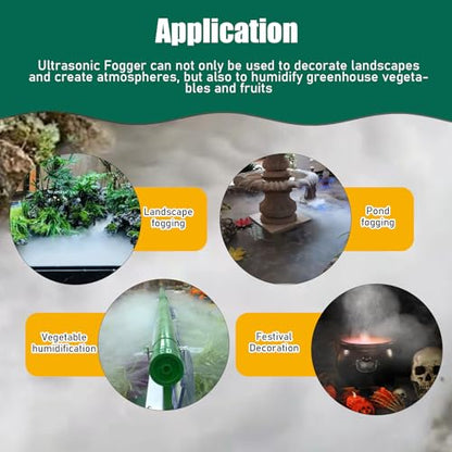 Mist Maker 6 Head Ultrasonic Fogger Pond Fogger Mister Atomizer Ultrasonic Humidifier for Greenhouse, Halloween Decor, with Float, Waterproof Power Supply and Ceramic Discs (6 Heads) - style: 6 heads