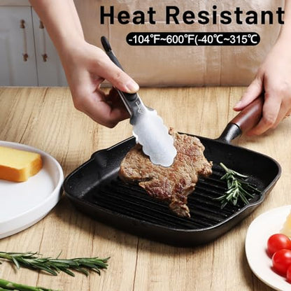 Hotec Mini Stainless Steel Kitchen Tongs for Cooking - 7-Inch Small Serving Tongs Metal Food Tongs Non-Slip Grip - size: 7-Inch