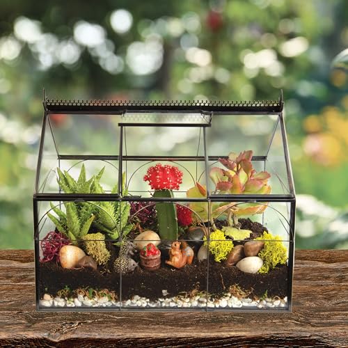 D'Eco Glass Greenhouse Centerpiece (10x4.5x9) - Spring Home Decor & Wedding Letterbox - Tabletop Geometric Planter Terrarium - Fill with Succulents, Moss, Flowers for Plant Lovers - size: Greenhouse