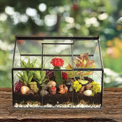 D'Eco Glass Greenhouse Centerpiece (10x4.5x9) - Spring Home Decor & Wedding Letterbox - Tabletop Geometric Planter Terrarium - Fill with Succulents, Moss, Flowers for Plant Lovers - size: Greenhouse