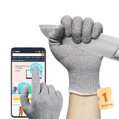 JDL ANSI A6 Cut-Resistant Gloves for Women, Food Grade, Knife Protection, Glass Handling, Superior Comfort & Lightweight, Grey, Medium - color: Grey, size: Medium