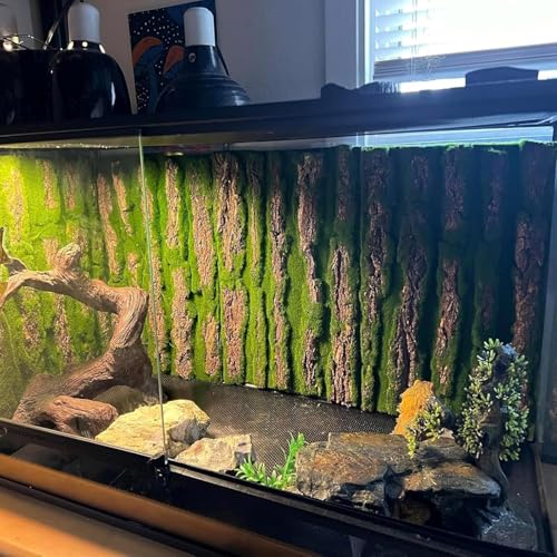 Simulation Tree Bark Wrap Artificial Moss Tree Bark Faux Tree Bark Sheets, Cork Terrarium Background Wall Decor and Artificial Moss for DIY Festival Home Party Wall Embellishment