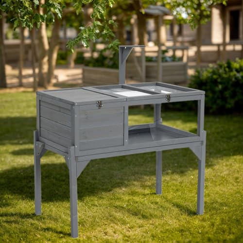 Modern Wood Tortoise Habitat Cage, Adjustable Height Tortoise House with Removable Base, Outdoor Indoor Hamster Enclosure for Small Animals