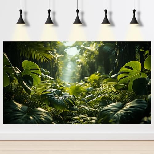 Aquarium Background Tropical Forest Terrarium Backdrop Nature Jungle Green Leaf Palms Background Green Leaf Palms Fish Tank Background Reptile Habitat Backdrop Tank Wallpaper Poster Vinyl 24x12in - color: Palm Green, size: 24(W)x12(H)inches/ 60(W)*30cm(H)
