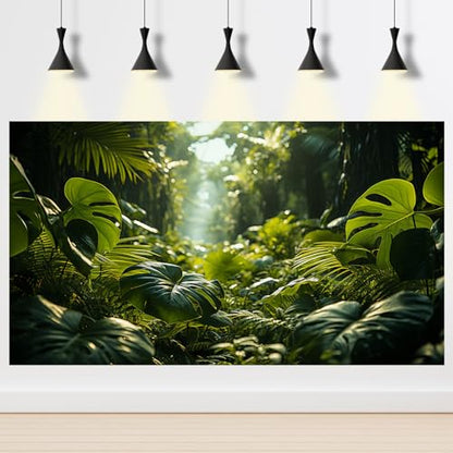 Aquarium Background Tropical Forest Terrarium Backdrop Nature Jungle Green Leaf Palms Background Green Leaf Palms Fish Tank Background Reptile Habitat Backdrop Tank Wallpaper Poster Vinyl 24x12in - color: Palm Green, size: 24(W)x12(H)inches/ 60(W)*30cm(H)