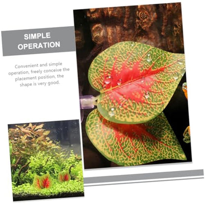 PRETYZOOM 4pcs Aquarium Decoration Artificial Purple Perilla Leaf Plant with Suction Cups Fish Tank Supplies Climbing Pet Fake Plants for Reptile Terrariums and Aquarium Landscaping