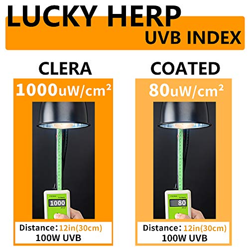 LUCKY HERP 100 Watt UVA UVB Full Spectrum Vapor Heat Lamp Bulb, Self-Ballasted UV Heat Lamp/Bulb/Light for Reptile and Amphibian, Sun Lamp for Bearded Dragon Lizard Turtle(Coated) - style: 100W Coated