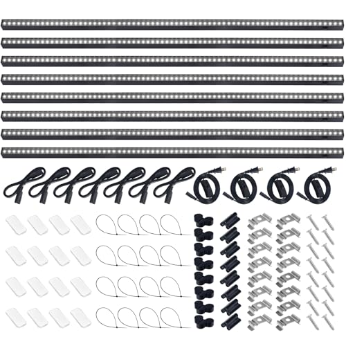 Barrina T5 Plant Lights for Indoor Growing, 3FT 128W (8 X 16W) Led Grow Light with Magnetic Design, Full Spectrum Grow Light Strip with Black Cover, Plug and Play, 5000K, 8 Packs - color: White, size: 3FT-Black Cover