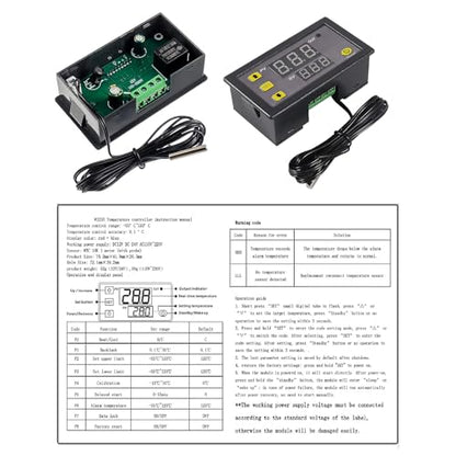 2pcs Digital Temperature Controller W3230 Digital LED Thermostat Switch with Waterproof Probe DC 24V Programmable Heating Cooling Electronic Thermostat Control -50℃ to 120℃ - color: DC 24v