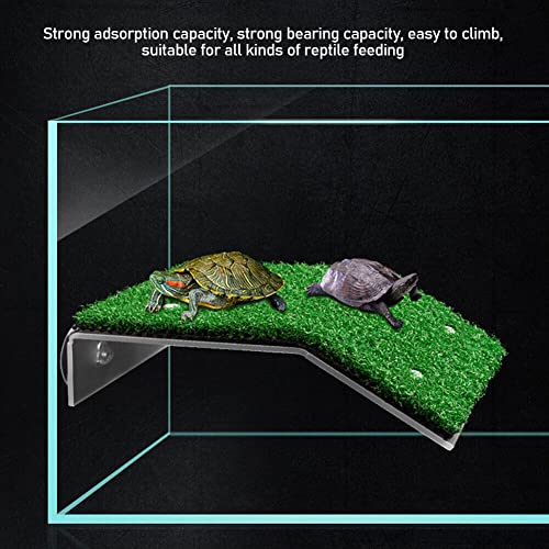 Turtle Basking Platform Lawn Resting Basking Platform Simulation Grass Ramps Tortoise Habitat Terrace Turtle Tank Accessories - size: S
