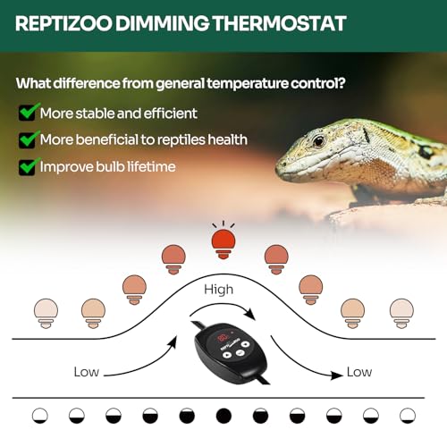 REPTI ZOO Reptile Light Fixture Dimming Thermostat Combo Pack, 5.5 Inch Deep Dome Lamp Fixture Max 100W, PID Reptile Thermostat Temperature Controller for Reptile Heat Lamp Bulb - size: 5.5 Inch
