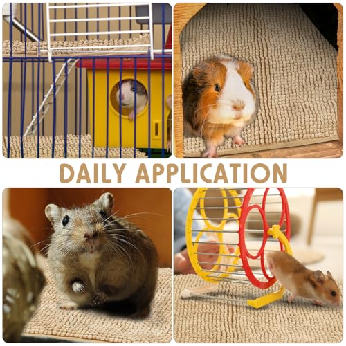 Amylove 4 Pcs Guinea Pig Cage Liner 16 x 24 Inch Washable Chenille Pee Pads Pet Dog Cat Bedding Training Mat Reusable for Small Animals Puppy Bunny Hamster Chinchilla - color: Beige, size: 16 x 24 Inch, style: Low Pile Chenille