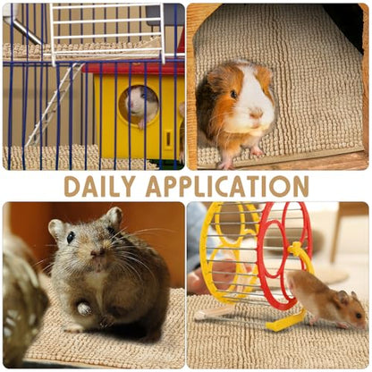 Amylove 4 Pcs Guinea Pig Cage Liner 16 x 24 Inch Washable Chenille Pee Pads Pet Dog Cat Bedding Training Mat Reusable for Small Animals Puppy Bunny Hamster Chinchilla - color: Beige, size: 16 x 24 Inch, style: Low Pile Chenille