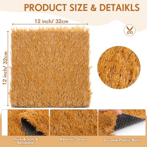 Teenyyou Chicken Nesting Box Pads, 13 x 13 x 1.18 Inch Washable Nesting Pad for Chicken Coop, Artificial Grass Rug Carpet Reusable Nest Box Bedding Fake Synthetic Turf Mat for Hen Laying Eggs (3 Pack)