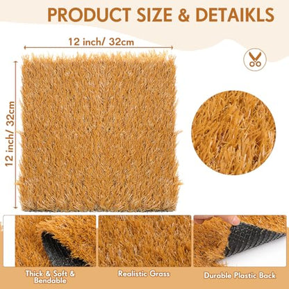 Teenyyou Chicken Nesting Box Pads, 13 x 13 x 1.18 Inch Washable Nesting Pad for Chicken Coop, Artificial Grass Rug Carpet Reusable Nest Box Bedding Fake Synthetic Turf Mat for Hen Laying Eggs (3 Pack)