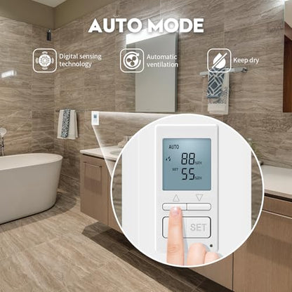 Ortis New 2024! Humidity Sensor Switch, in-Wall Bathroom Fan Automated Control Switch, Separate Sensor for Better Moisture Detection, 328ft Range, 110/220V, Keep Your Room Dry