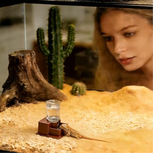Gecko Hydration System - Reptile Automatic Dish Chameleon Water Dripper Tortoise Feeder for Feeding Drinking Tortoise Lizard Snake Gecko Frog Hermit Crab, Compact 30ml Nano Hydration Station 100g Abs - color: Brown