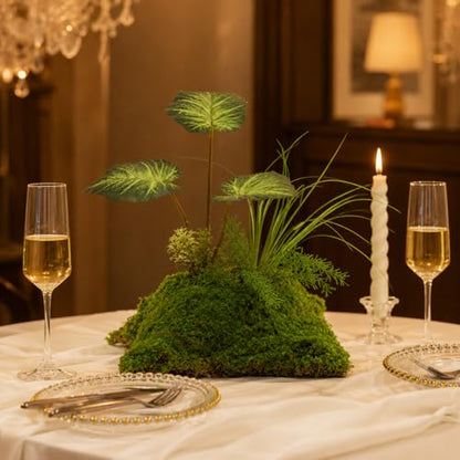 Green Fake Plants, 9 Bunch Artificial Grass Plants 34cm Tall, Realistic Faux Plants for Living Room Office Decor