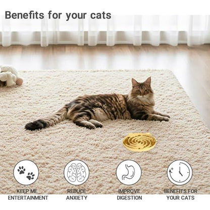 Bifeaw Slow Feeder Cat Bowl, Easy to Clean Silicone Bowl, Ideal for Dry and Wet Food (Yellow and Blue) - color: Yellow and Blue