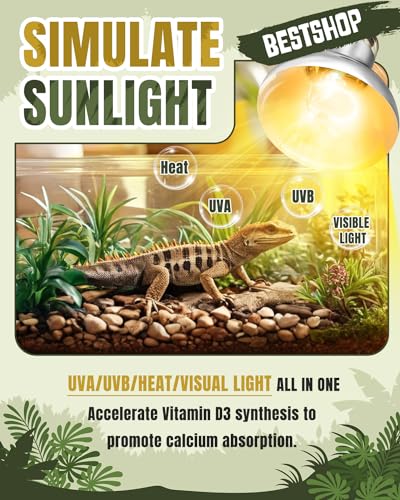 Heat Lamp Bulbs, 125 Watts UVA UVB Reptile Heat Bulb, 1 Pack | Full Spectrum, Basking Spot Light, Simulate Natural Sun Light, For Reptile and Amphibian, Silver