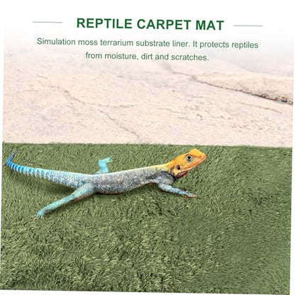 Totority 2pcs Reptile Habitat Cushion Moss Carpet Mat Simulation Substrate Liner Washable Reusable for Lizard Tortoise Frog Terrarium Bedding