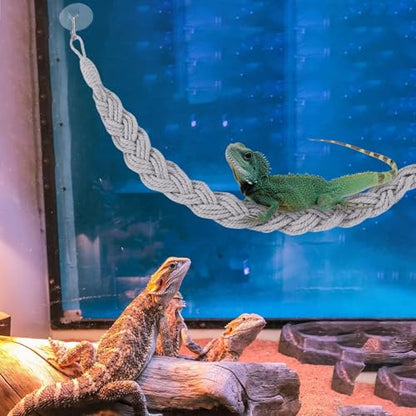 Reptile Vines Toys Hermit – Lightweight Crab Tank Terrarium Accessories, Modern, High-Performance, Climbing Jute Rope, Ladder Lizards Geckos Snakes | Lizards Geckos Snakes - color: Gray