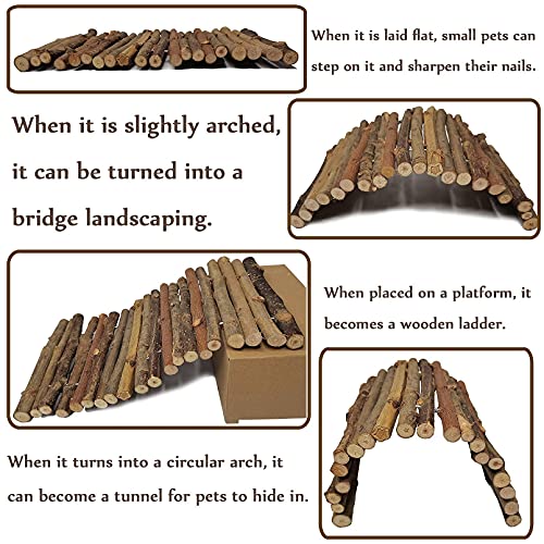 Hamiledyi 11.8 x 6.7 Inches Wooden Reptile Hideout Bearded Dragon Bendy Bridge Climbing Ladder Hiding Hut Reptiles Hide Cave Habitat Decor for Lizards Gecko Spiders Snakes Tortoise(Medium)