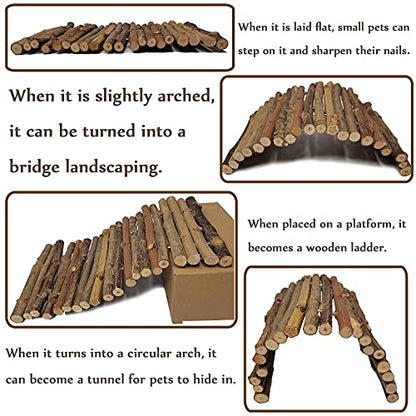 Hamiledyi 11.8 x 6.7 Inches Wooden Reptile Hideout Bearded Dragon Bendy Bridge Climbing Ladder Hiding Hut Reptiles Hide Cave Habitat Decor for Lizards Gecko Spiders Snakes Tortoise(Medium)