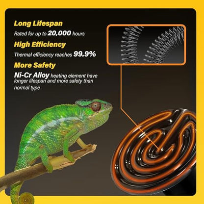 Simple Deluxe 150W Reptile Heat Lamp Bulb Ceramic Heat Emitter No Light Emitting Brooder Coop Heater for Amphibian Pet & Incubating Chicken, 4 Pack Black - size: 150 Watts, style: 4 Pcs