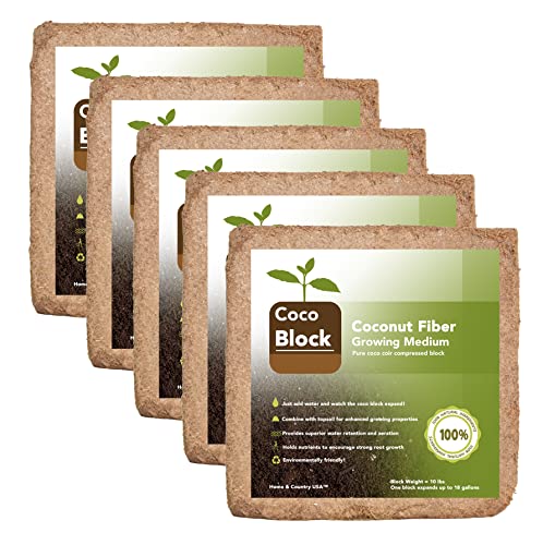 Home and Country Coco Coir Brick 50 Lbs Triple Washed Low EC Coconut Fiber Potting Soil Alternative for Indoor Plants Gardening Essentials and Mulch Compost Base - size: 50 Pound
