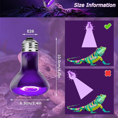 Reptile Moonlight Bulb 60W – Soft Purple Night Light for Nocturnal Viewing, Sleep-Friendly, 2000H Life, E26 Base - color: Purple Moonlight, size: 60W-2.5″